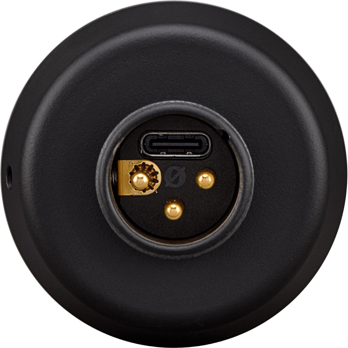 Rode NT1 GEN5 condenser microphone, black, close-up of base connector