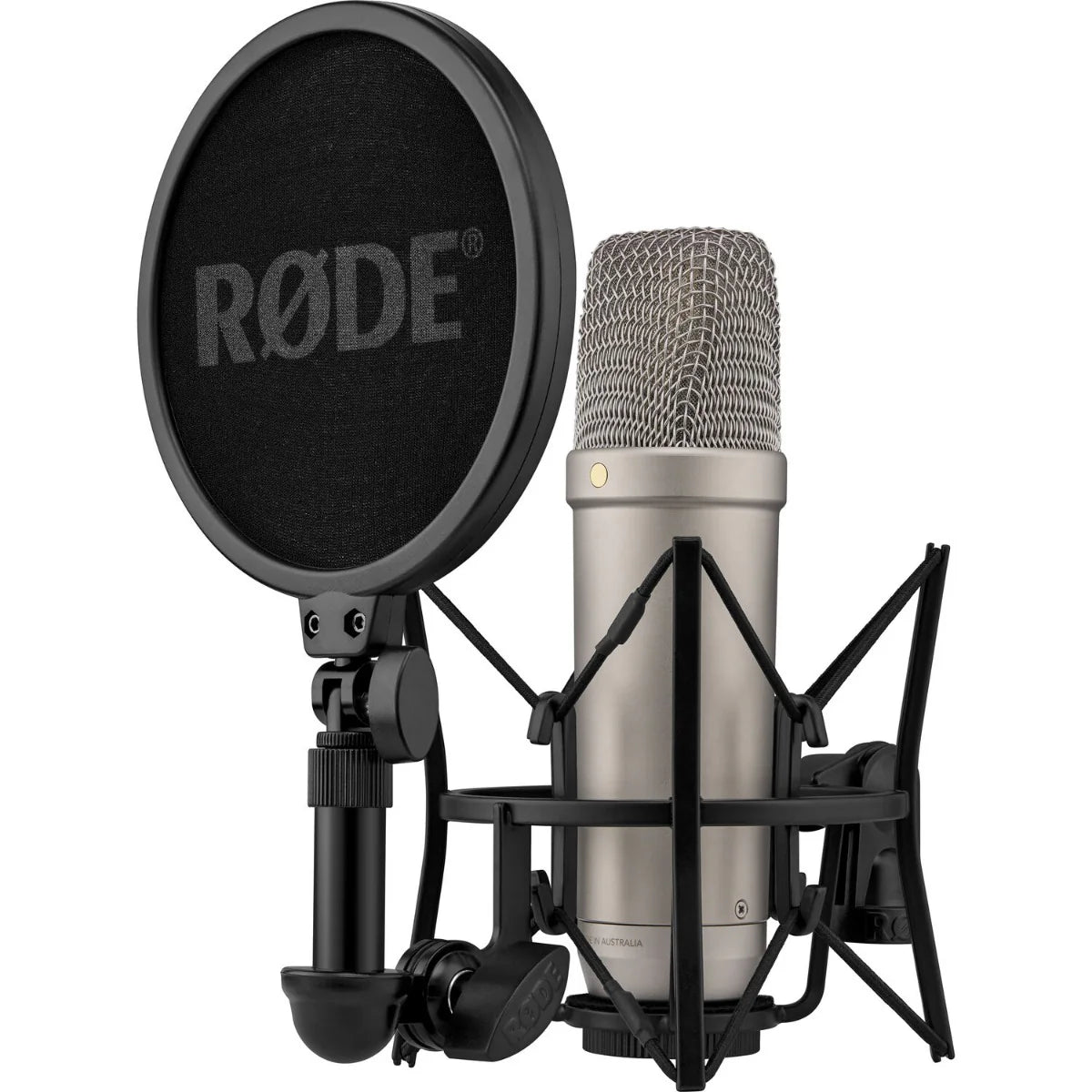 Rode NT1 GEN5 condenser microphone, silver in shock mount with pop filter and box
