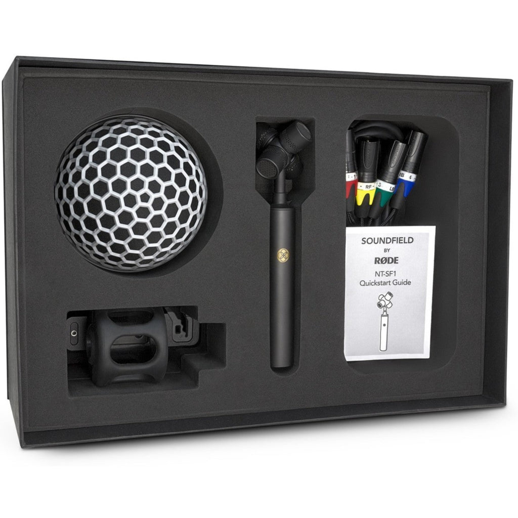 Rode NT-SF1 camera microphone mounted on a DSLR camera for professional audio recording.