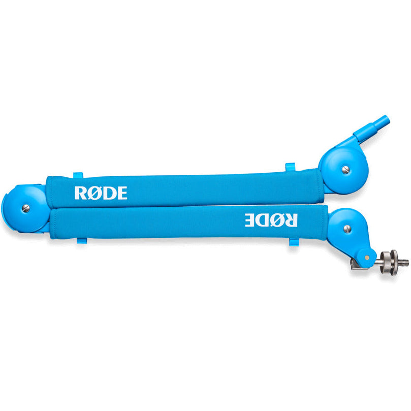 Rode PSA1+ microphone boom arm, in blue, lifestyle setting
