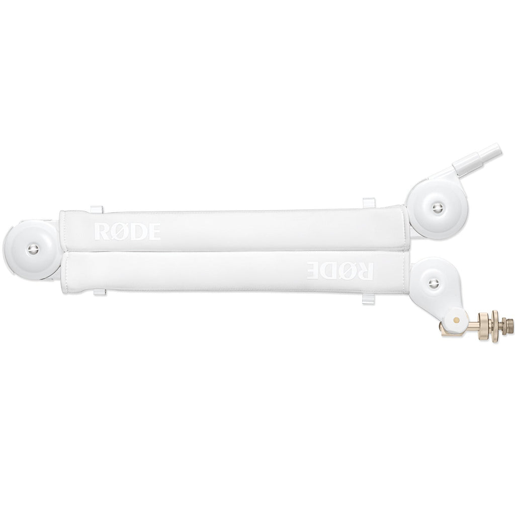 Rode PSA1+ microphone boom arm, in white, lifestyle setting