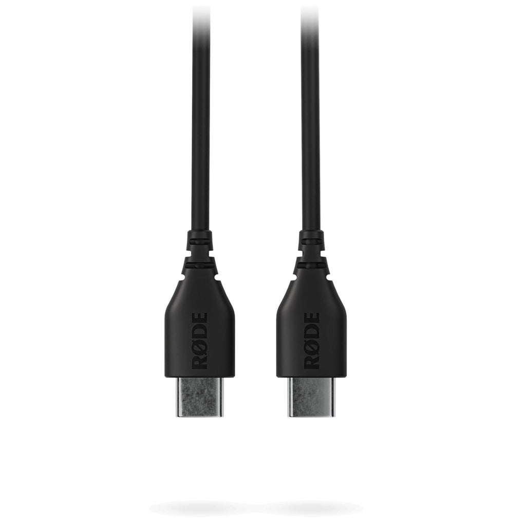Rode SC22 USB-C to USB-C cable in black, 0.3m length, with reinforced connectors and sleek design for fast data transfer.