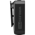 Rode Wireless PRO wireless microphone system, transmitter angle with clip