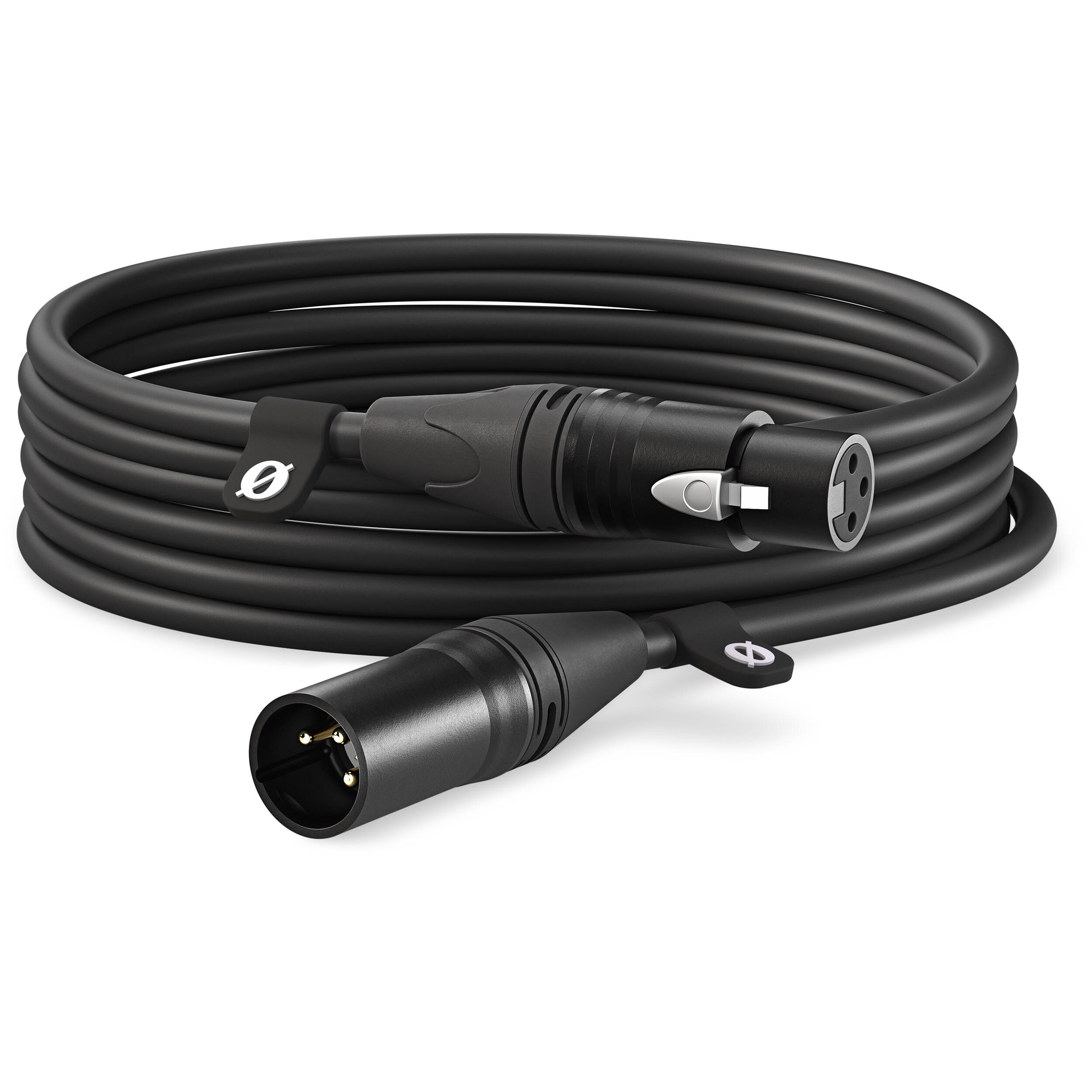 Rode XLR-Female to XLR-Male Cable, connectors close-up, black