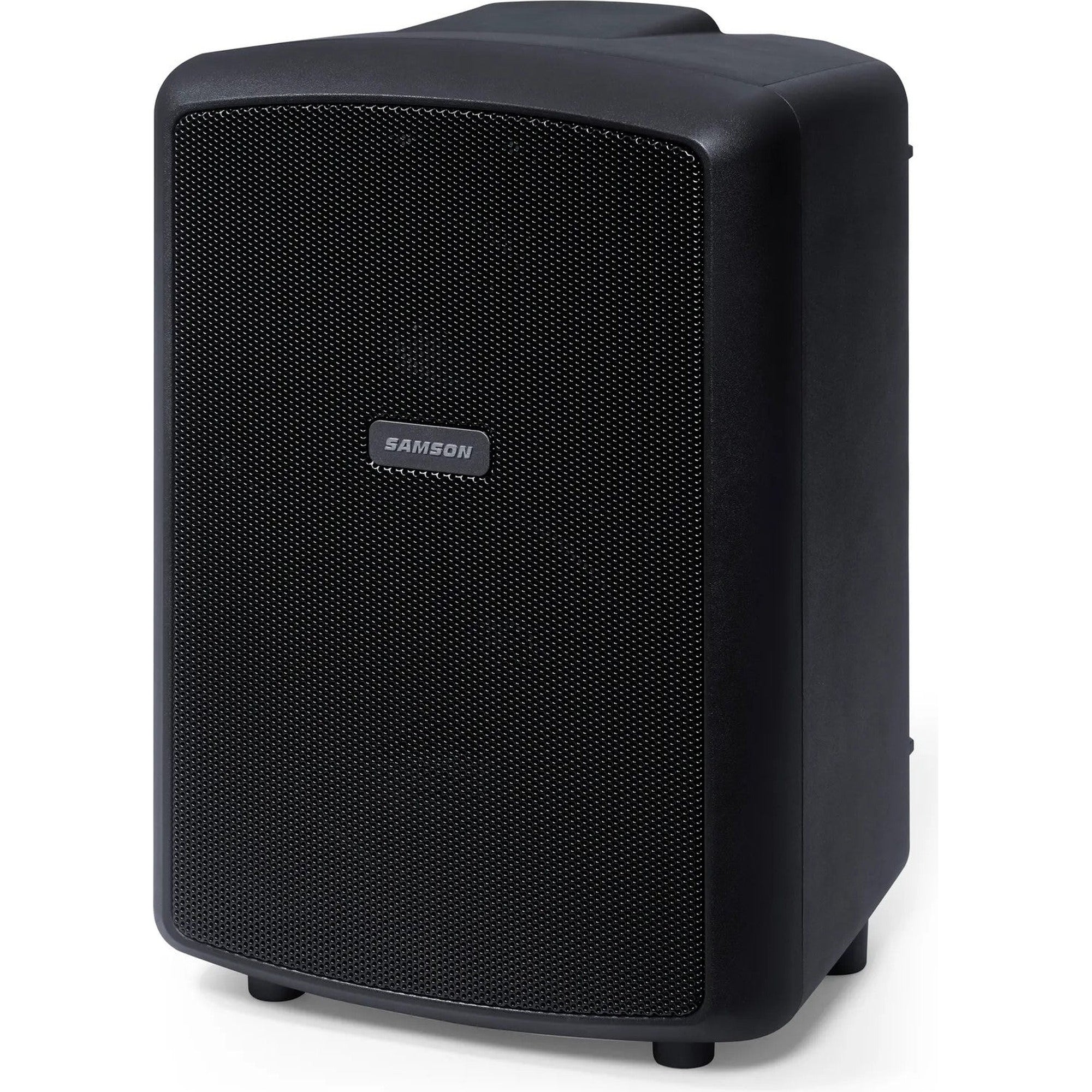 Samson Expedition Explor PA speaker system with rugged design and multiple input options for portable sound amplification.
