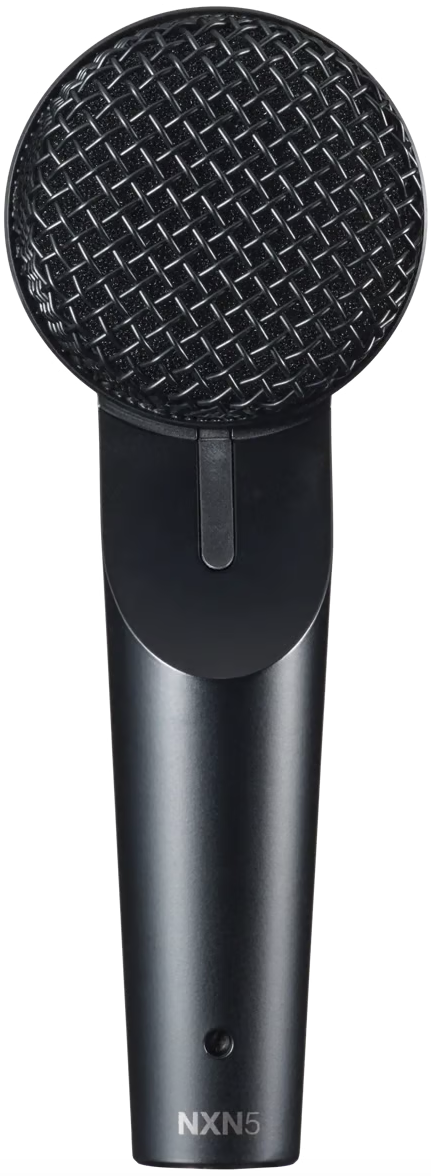 Shure Nexadyne 5 dynamic microphone shown in a screenshot, featuring its sleek design and professional audio equipment appearance.