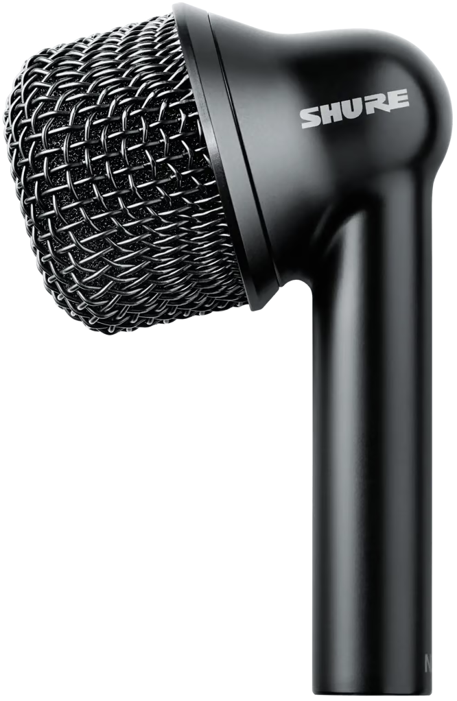 Shure Nexadyne 6 dynamic microphone with a black handle and grille, designed for professional audio and live performances.