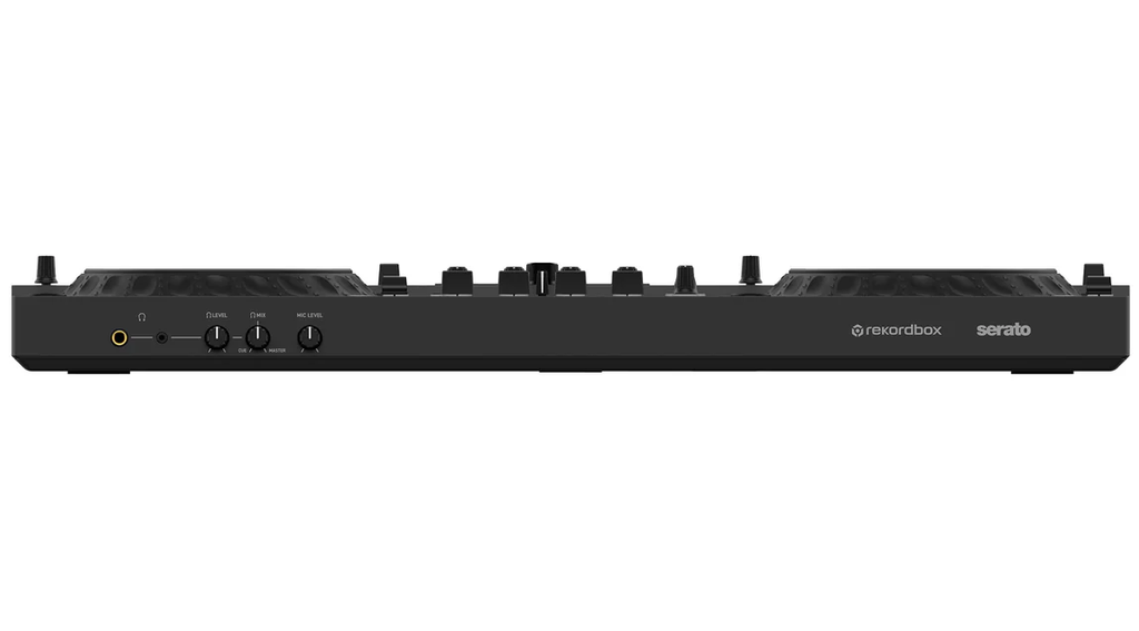 AlphaTheta DDJ-GRV6 DJ controller with jog wheels and control pads, designed for professional DJ mixing and performance.