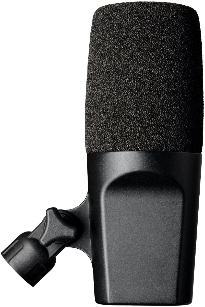 Back view of sE Electronics The DynaCaster DCM3 dynamic microphone showing its sturdy metal grille and professional build.