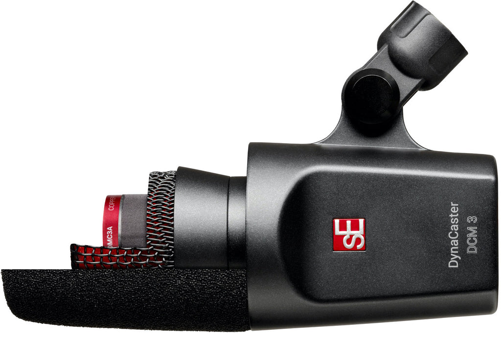 SE Electronics The DynaCaster DCM3 dynamic microphone, shown with its sleek design and professional build for studio and stage use.