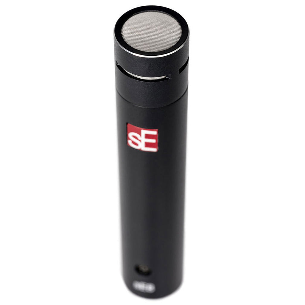 Pair of sE Electronics sE8 condenser microphones, stereo microphone set with black bodies and silver capsules for professional audio recording