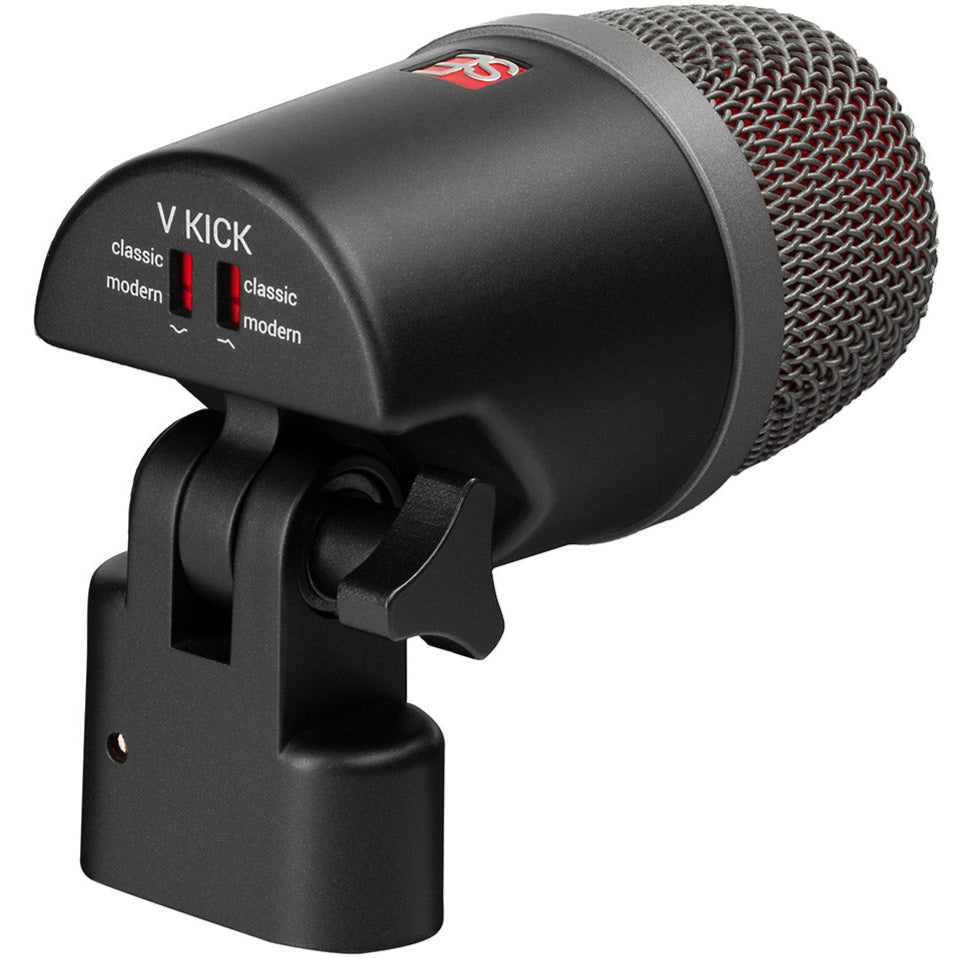 se Electronics V KICK dynamic microphone on a stand, professional audio equipment for kick drum and percussion recording