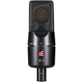 sE Electronics X1 S condenser microphone with a sleek black design and adjustable stand mount on a white background.