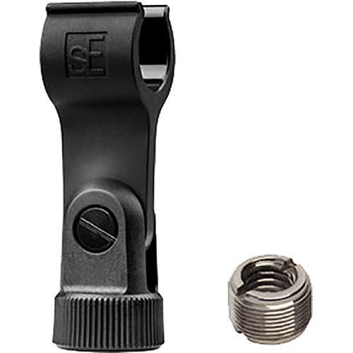 sE Electronics sE7 condenser microphone with black finish and built-in shock mount, showcasing professional audio recording equipment