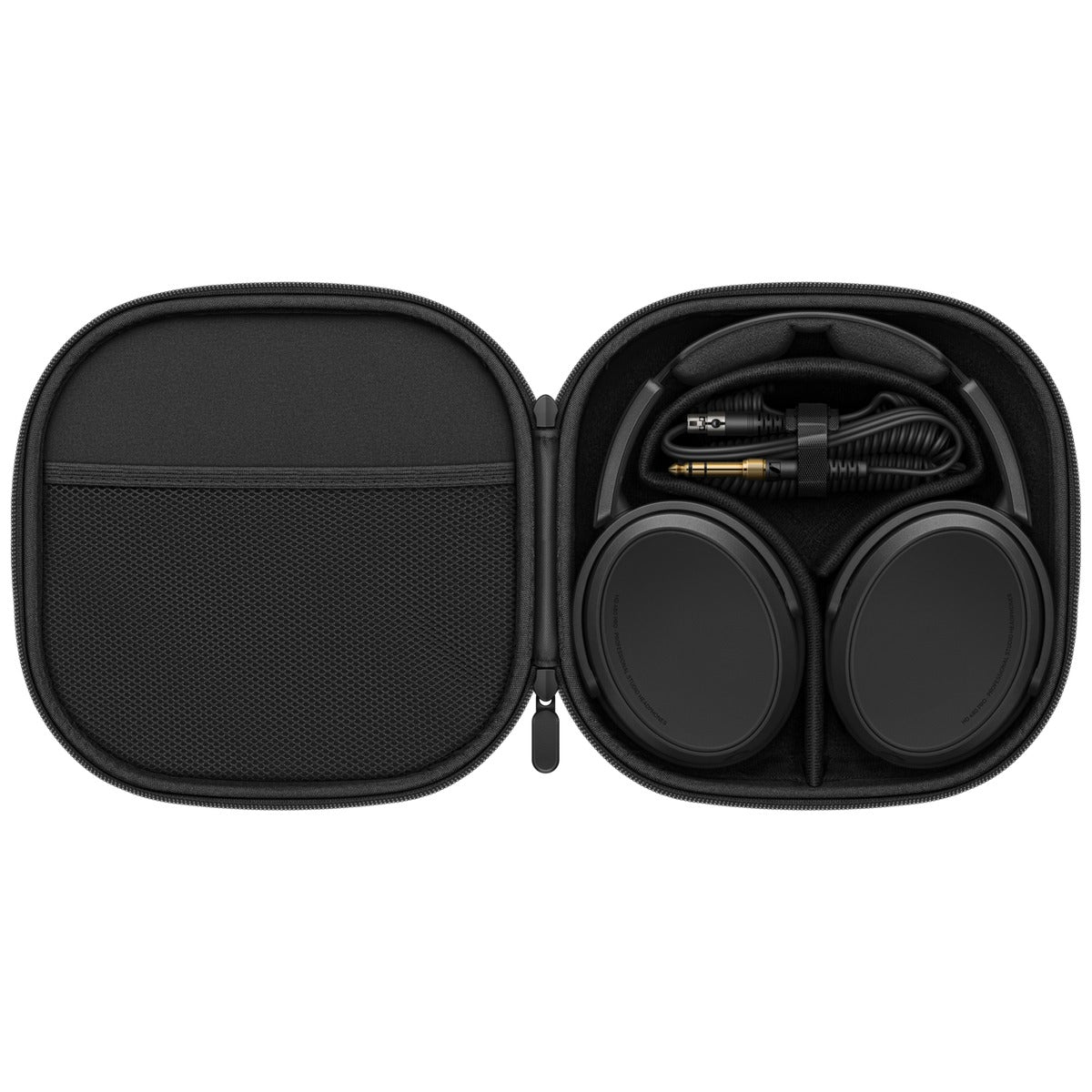 Sennheiser HD 480 Pro Plus studio headphones inside a protective carrying case, showcasing their professional design and build quality.