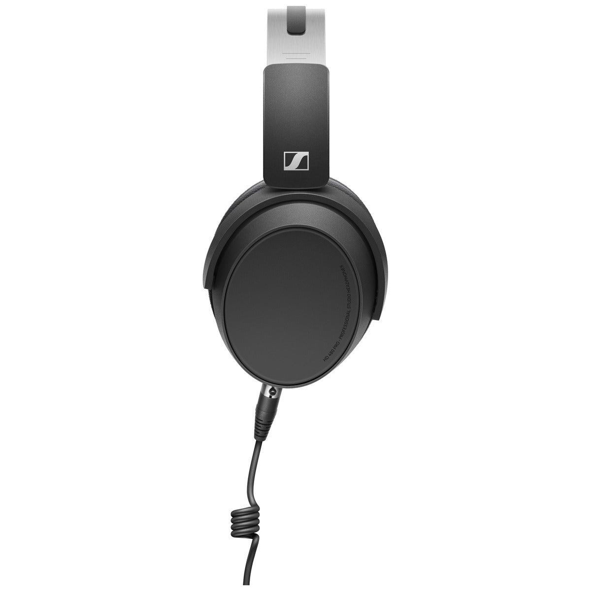 Sennheiser HD 480 Pro studio headphones with over-ear design and adjustable headband, shown from a side angle.
