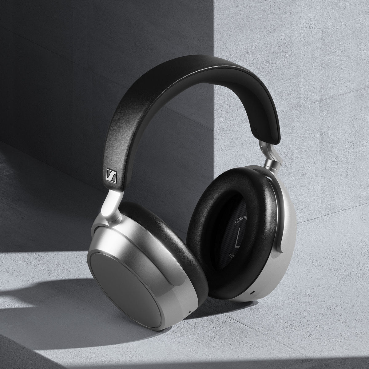 Sennheiser HDB 630 wireless headphones in Lunar Silver, lifestyle setting