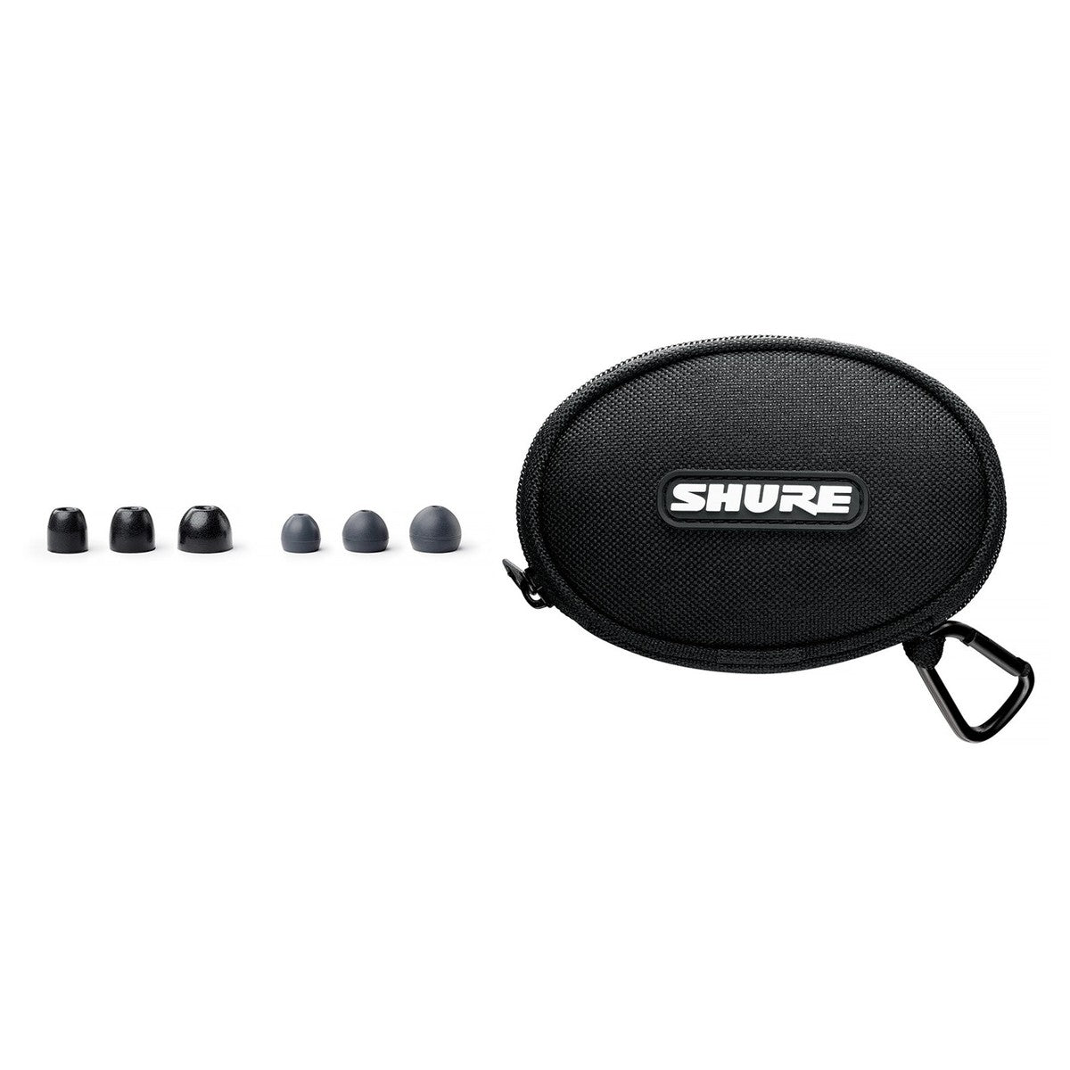 Shure SE215 wired in-ear headphones, in red, close-up