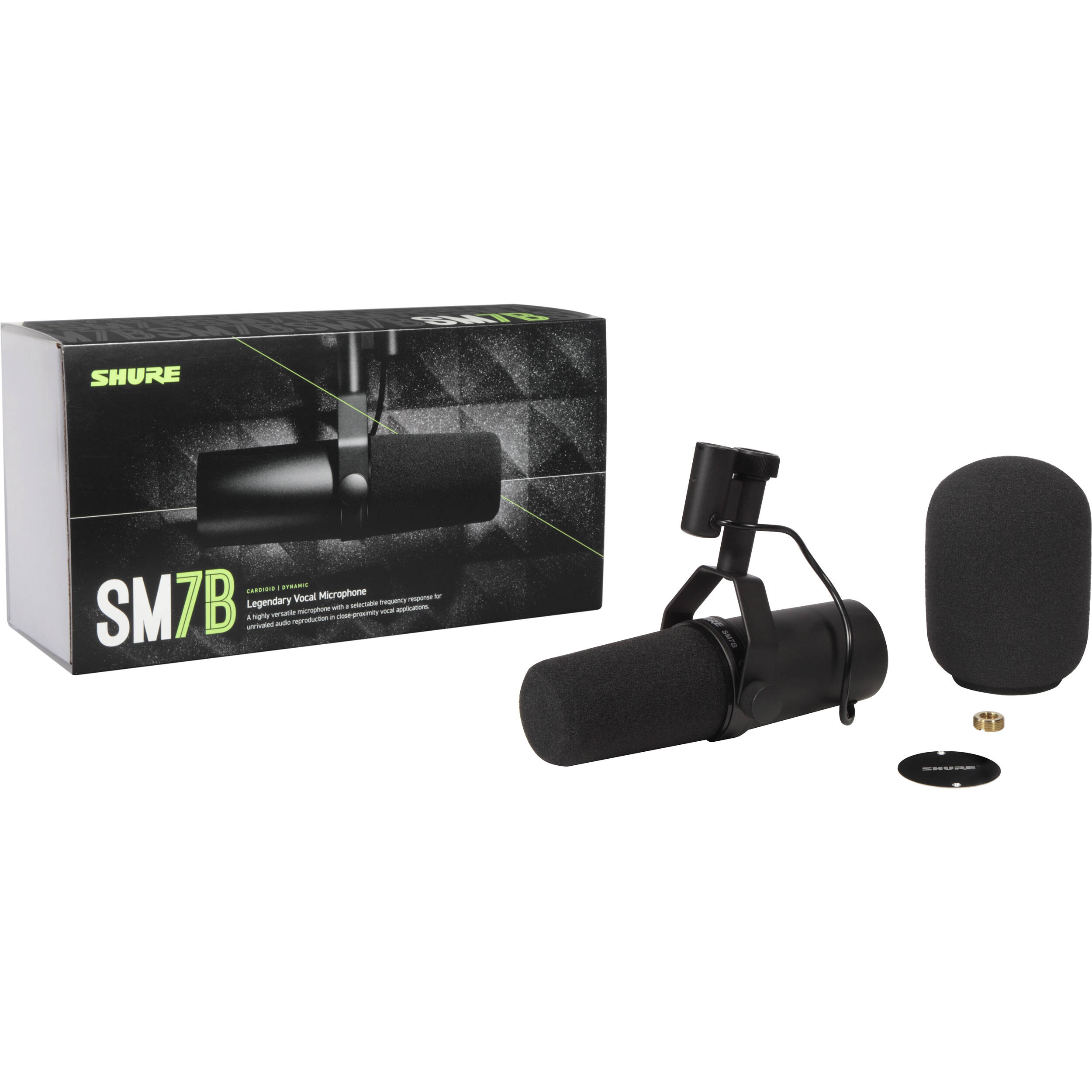 Shure SM7B dynamic microphone, in silver