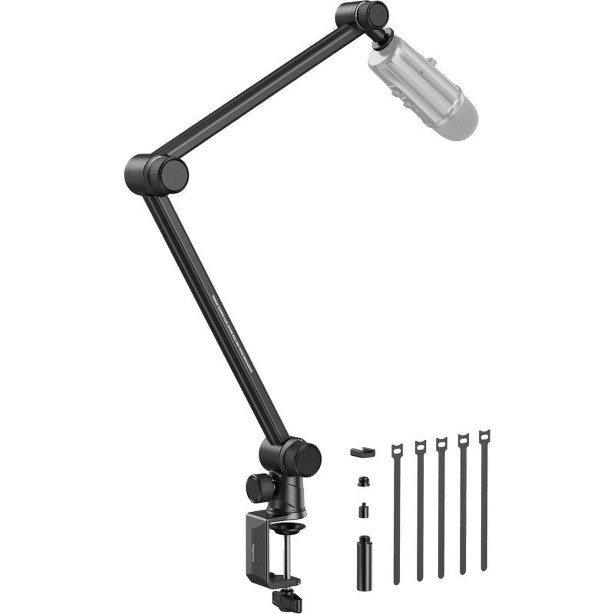 SmallRig Microphone Boom Arm Desk Mount for broadcast microphones, adjustable and sturdy for professional audio setups.
