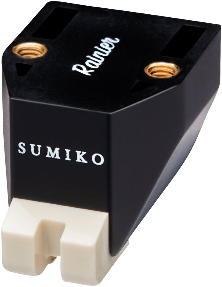 Sumiko Rainier MM phono stylus for turntables, shown in a close-up image with detailed needle and stylus tip.