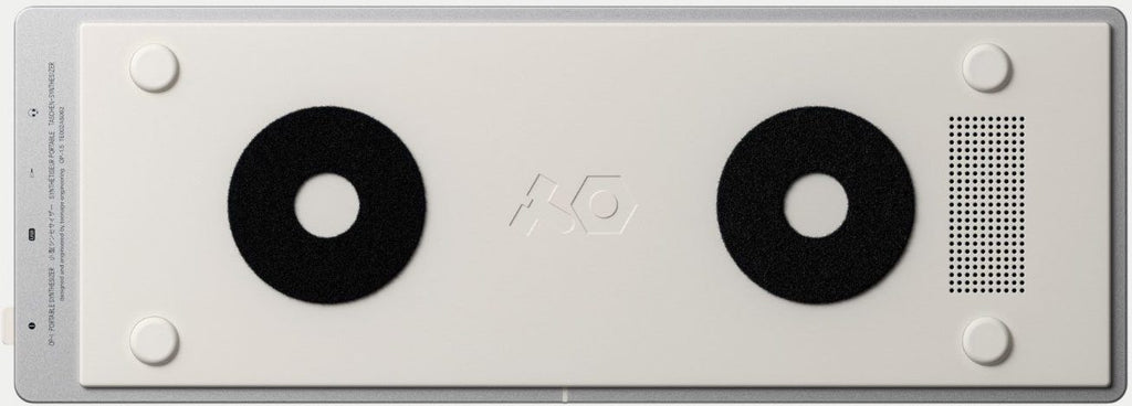 Teenage Engineering OP-1 Field synthesizer with colorful interface and controls, compact portable music production device.