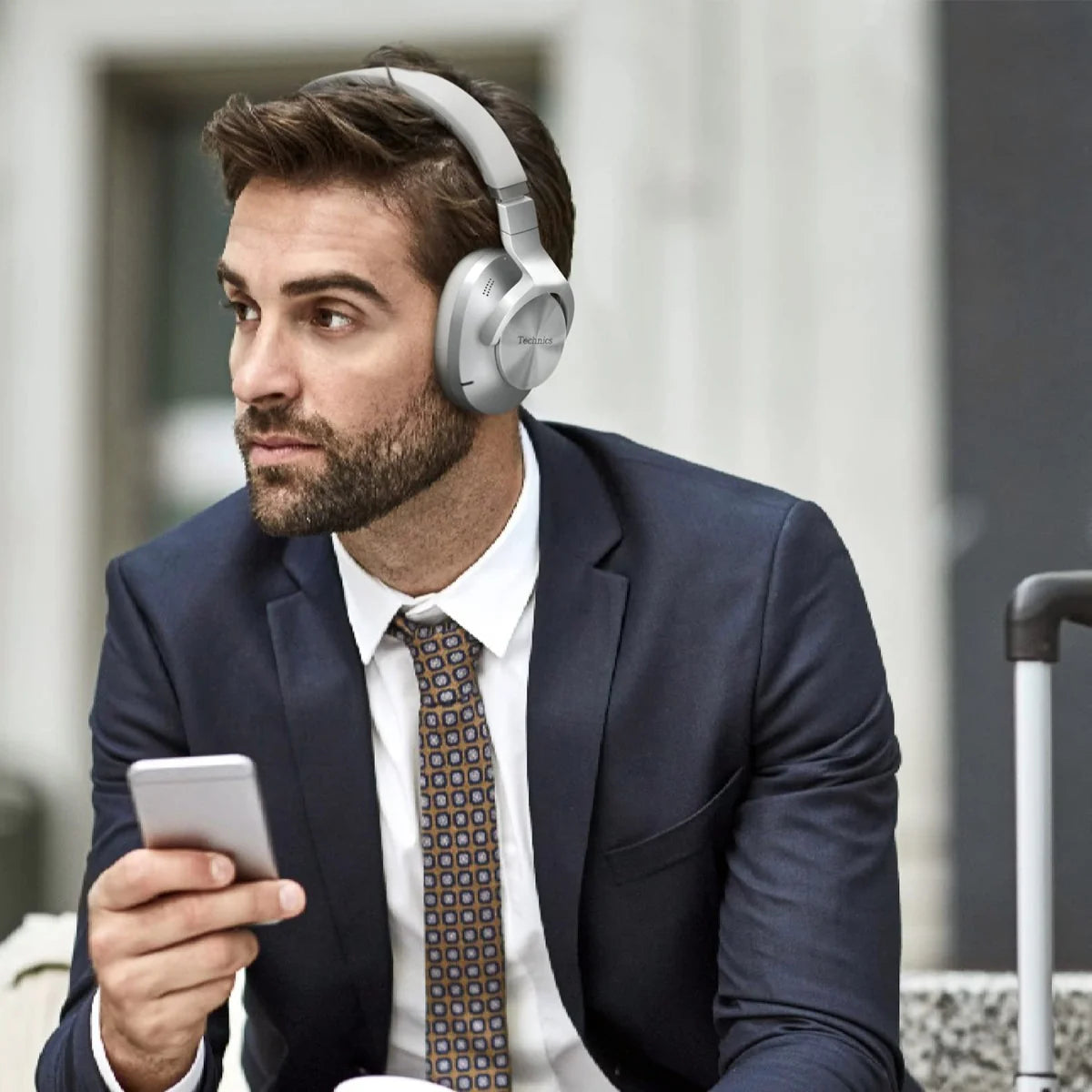 Technics EAH-A800 wireless headphones, logo detail in black