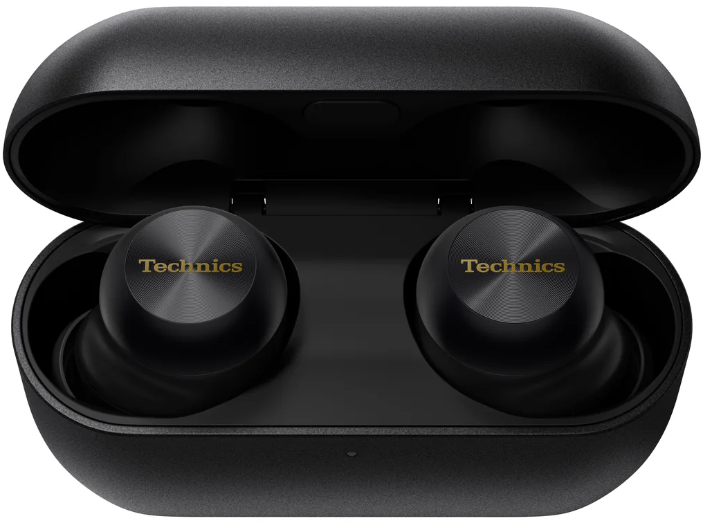 Technics EAH-AZ100 true wireless earbuds, in black, with charging case