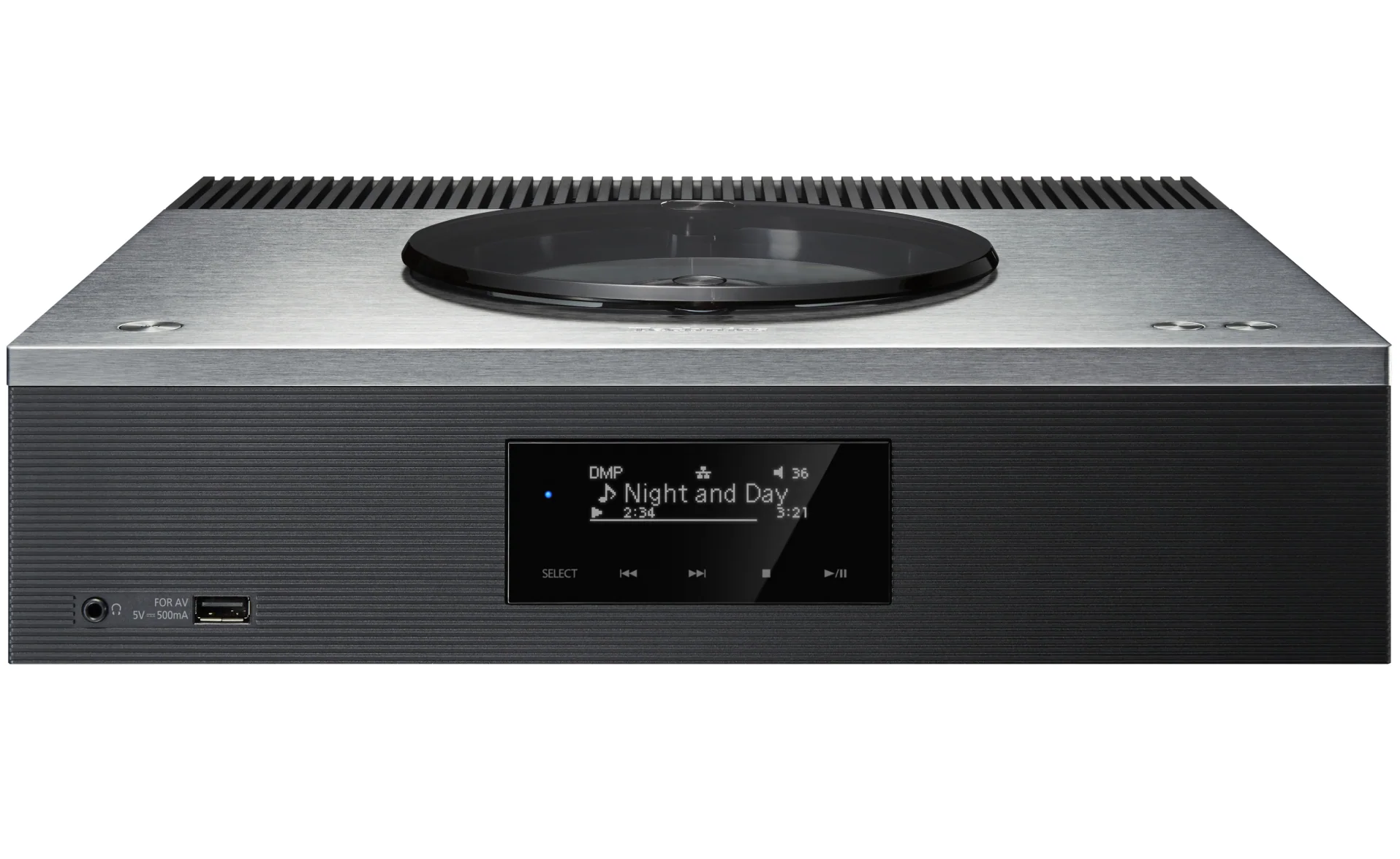 Technics SA-C600 stereo amplifier with front panel controls and display, showcasing sleek black design and modern audio equipment features.