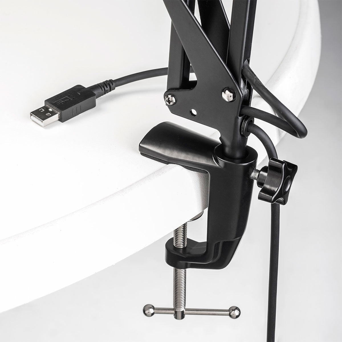 Tie Studio Flex Pro Broadcast Mic Stand with USB cable, angled view