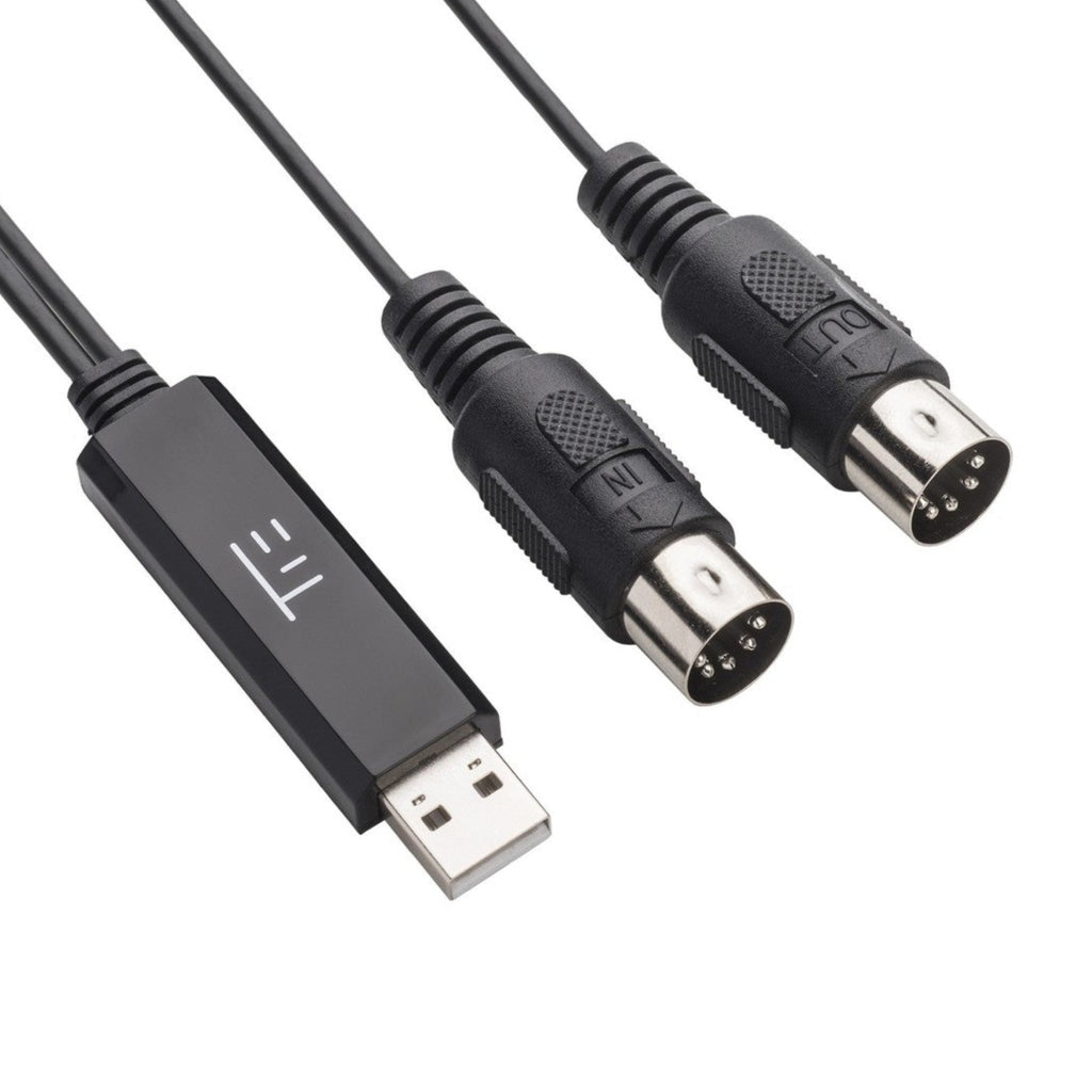 Tie Studio MIDI 1i1o USB MIDI interface, USB plug and MIDI DIN connectors