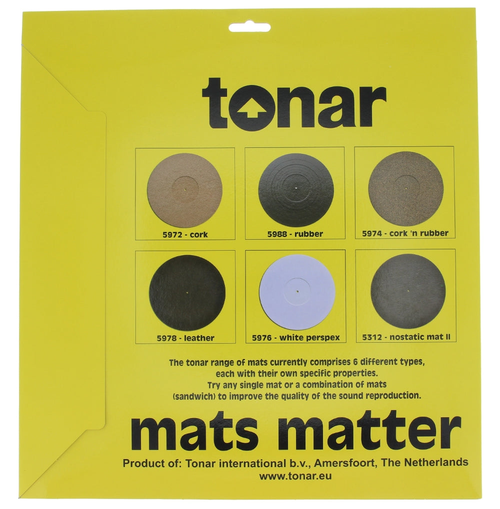 Tonar cork and rubber slipmat for turntables, featuring a textured surface for improved grip and sound quality.