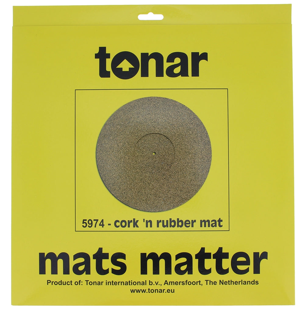 Tonar cork and rubber slipmat for turntables, designed for optimal record grip and sound quality, with a cork and rubber surface.