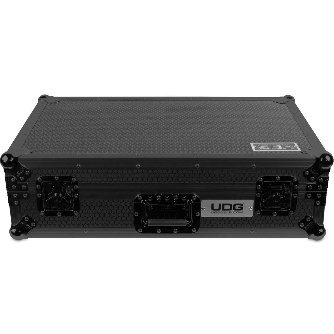 UDG Ultimate Flightcase for XDJ-RX3 with laptop tray and wheels, designed for easy transport and protection of DJ equipment.