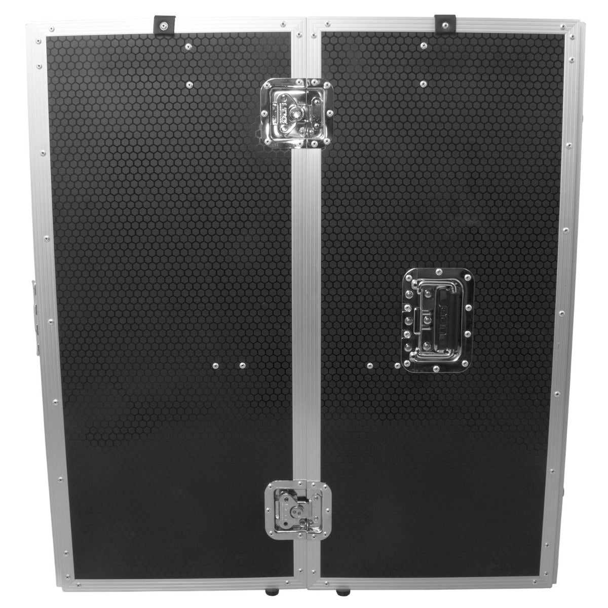 UDG Ultimate Fold Out DJ Table Silver MK2 Plus with wheels, showcasing a sleek design and sturdy construction.