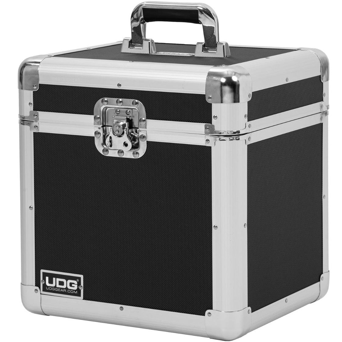 UDG Ultimate Record Case 80 Vinyl in silver, durable DJ record case with handles and secure latches for safe transport of records.