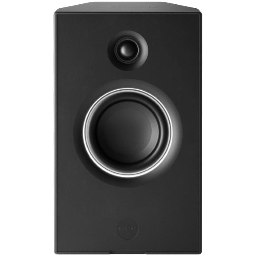AIAIAI UNIT-4 Wireless+ active nearfield monitor speakers with sleek black design and detailed front speaker grille.