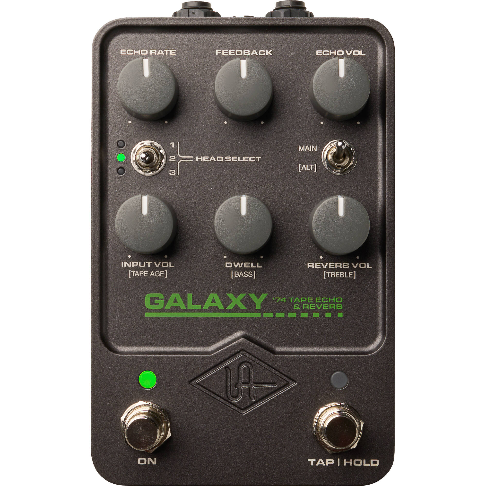 Universal Audio UAFX Galaxy '74 Tape Echo & Reverb effects pedal, top view