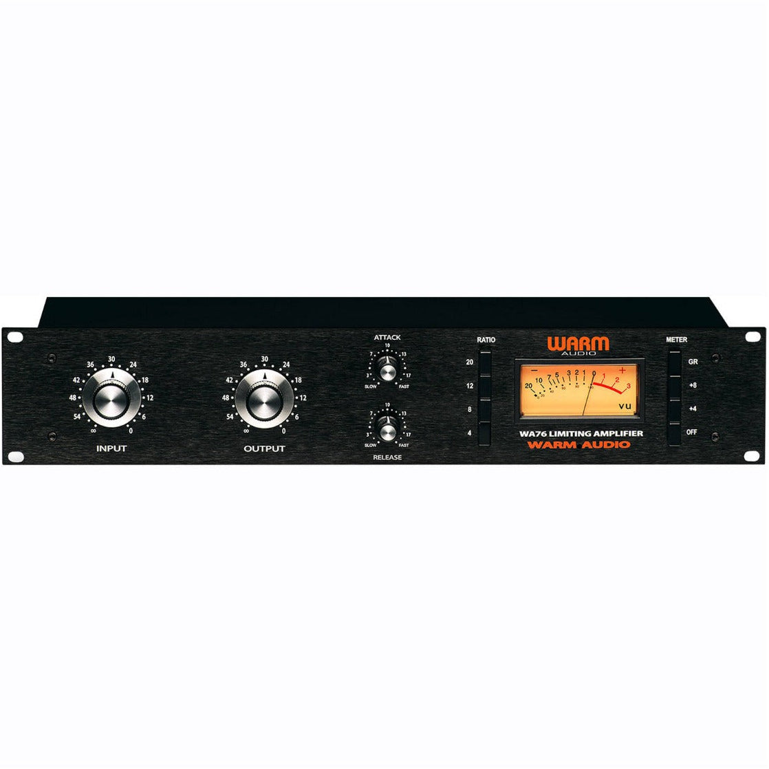 Warm Audio WA76 signal processor compressor with vintage-style controls and sturdy build, ideal for professional audio recording.