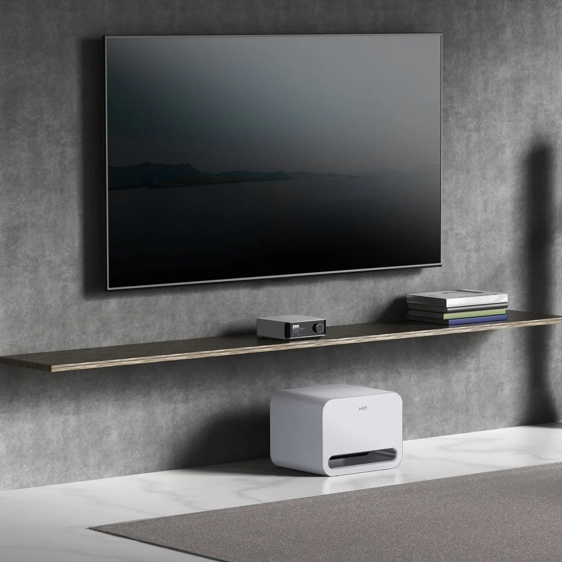 WiiM Sub Pro 8-inch wireless smart subwoofer with 250W power, Wi-Fi and Bluetooth connectivity, in white color.