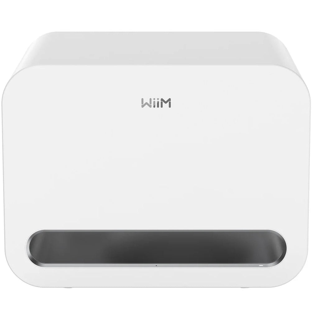 WiiM Sub Pro wireless smart subwoofer with 8-inch driver, 250W power, Wi-Fi and Bluetooth connectivity in white.