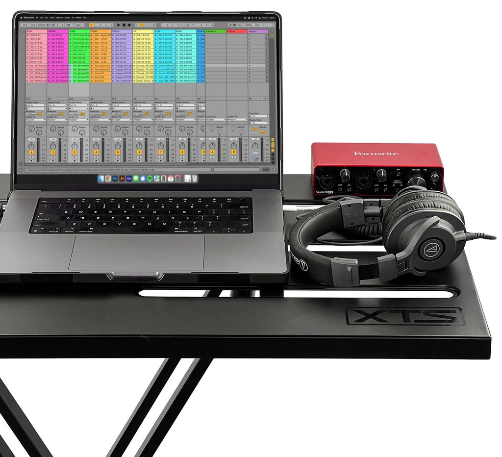 Analog Cases X-PRO Performance Surface keyboard stand with sleek black metal design and adjustable height for optimal support.