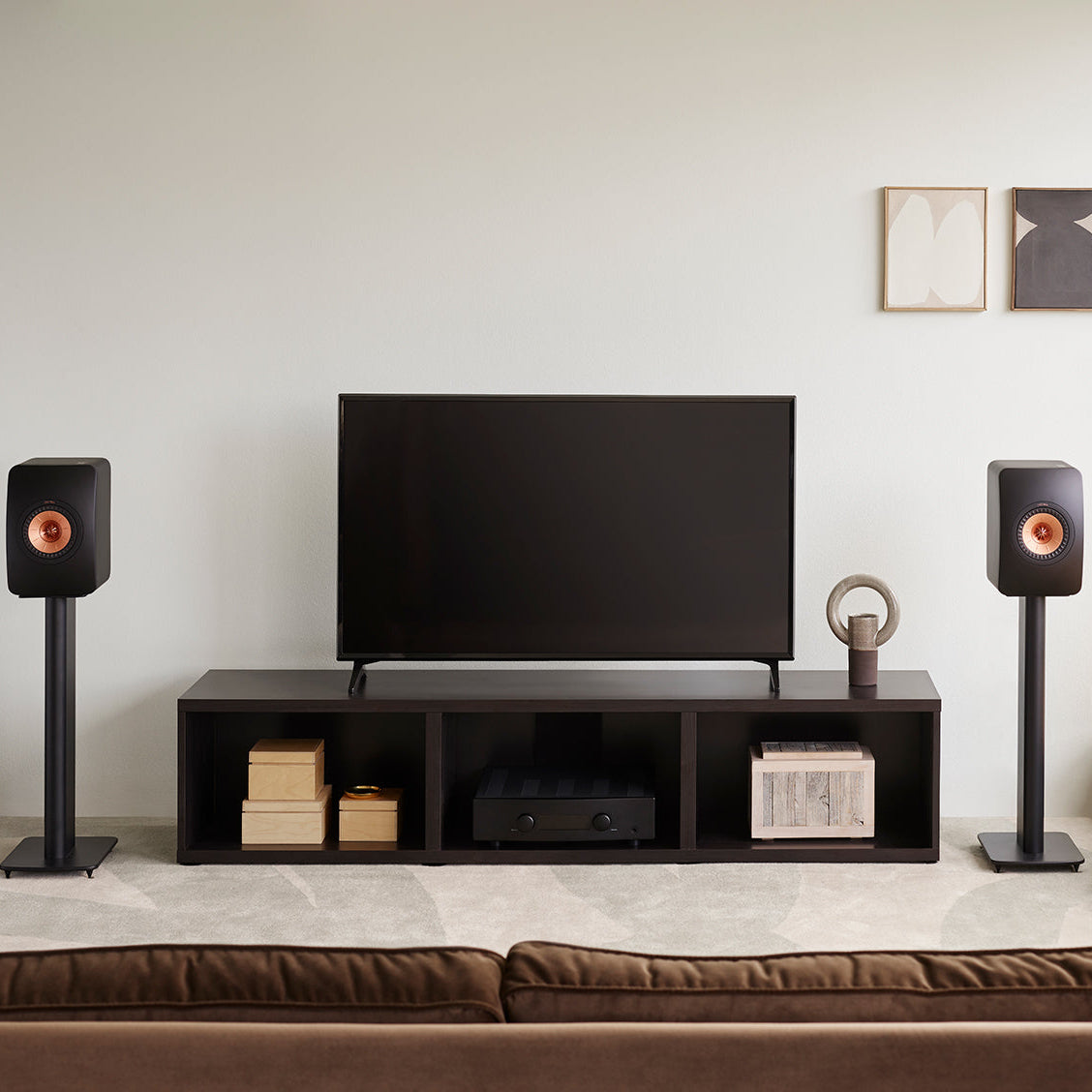 KEF LS50 Wireless II wireless speakers shown with sleek black design and compact build, ideal for high-quality audio playback.