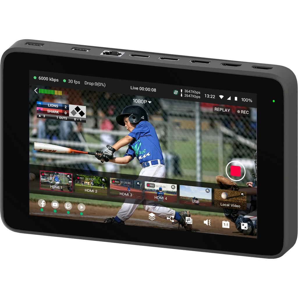 YoloLiv YoloBox Ultra video monitor featuring a large display and control buttons, ideal for live streaming and content creation.