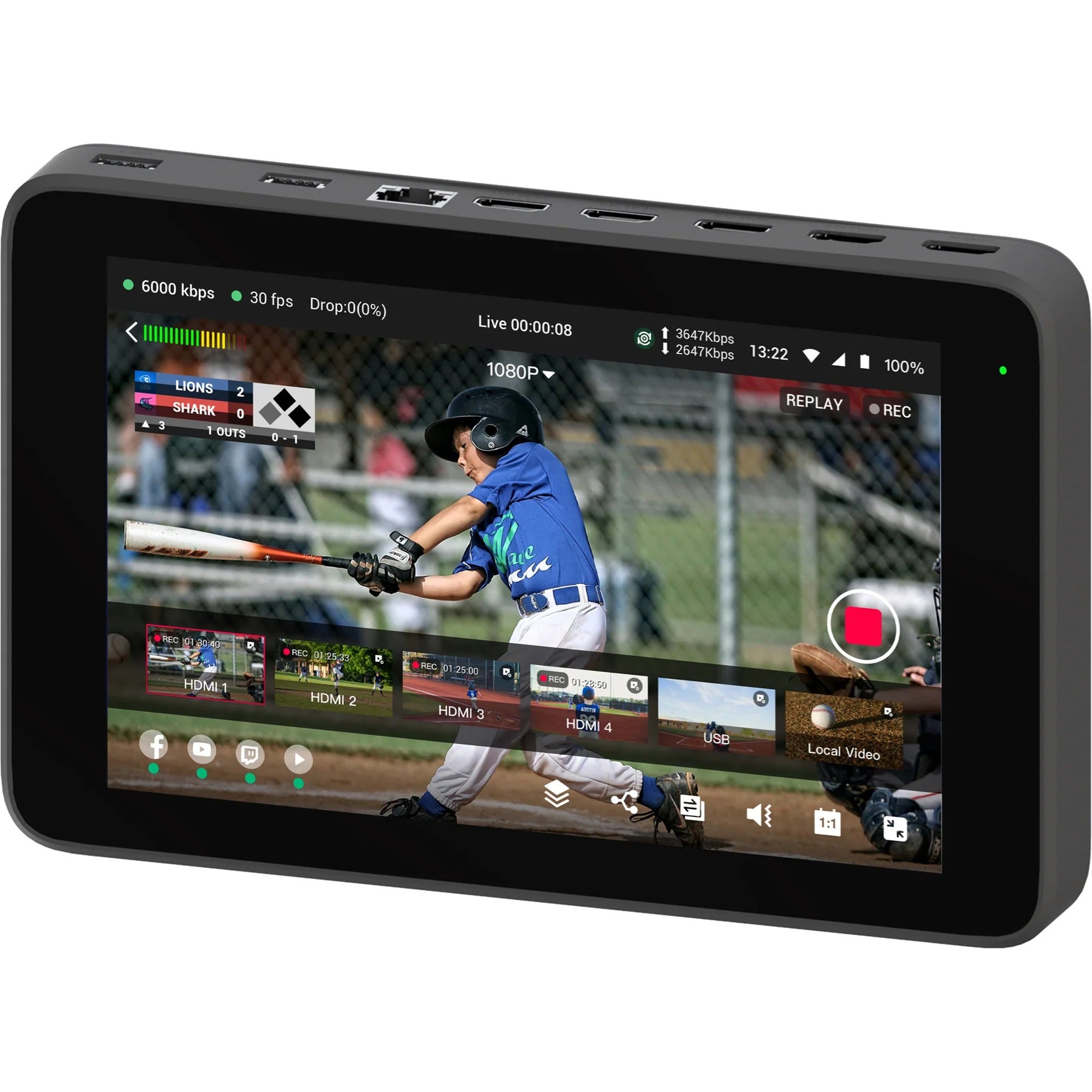 YoloLiv YoloBox Ultra video monitor featuring a large display and control buttons, ideal for live streaming and content creation.