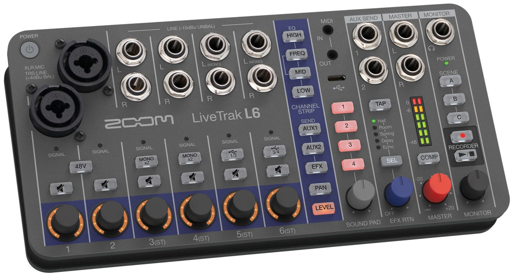 Zoom LiveTrak L-6 digital mixer, view 4