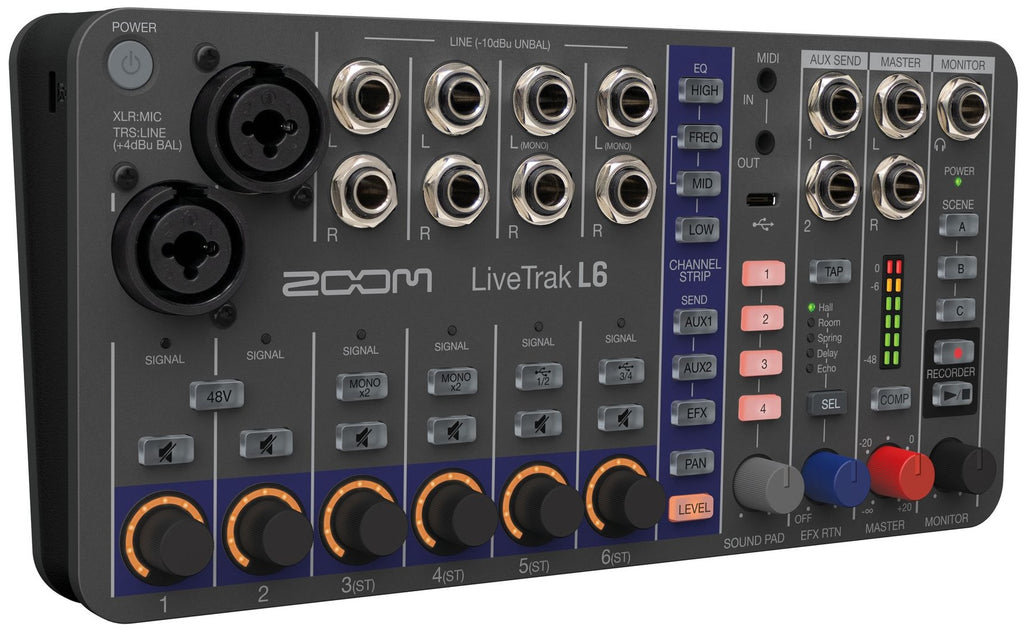 Zoom LiveTrak L-6 digital mixer, view 6