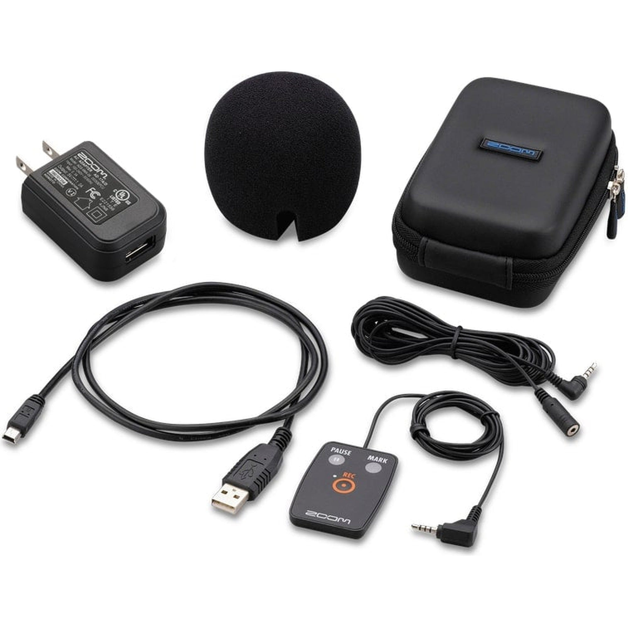 Zoom SPH-2N recorder accessory with microphone holder and mounting clip for portable audio recording.