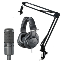 Audio Technica AT 2020 USB+ + ATH-M20x + Stand Bundle