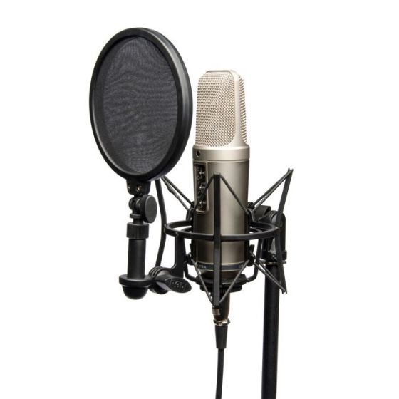 Rode NT2-A Cardioid Condenser Microphone Studio Bundle w/AxcessAbles Stereo Headphones and Microphone Stand